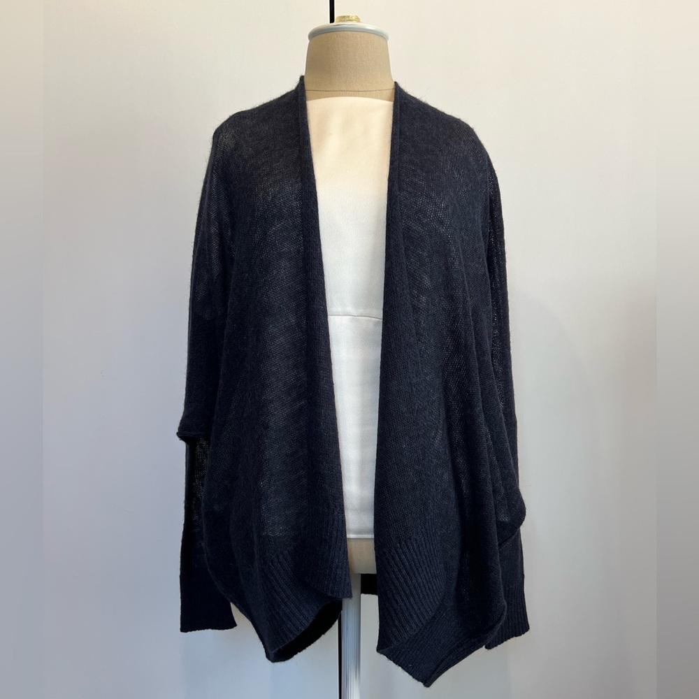 DKNY Navy light cashmere draped cardigan sweater